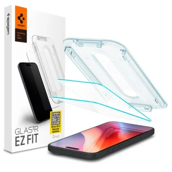 Spigen Glas.tR EZ Fit Tempered Glass for iPhone 15 / 16 (2 Pack)