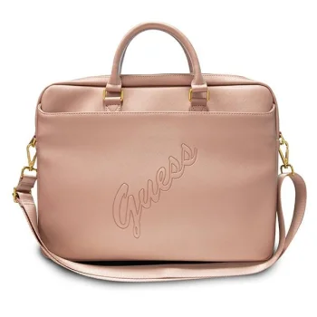 Guess Saffiano Script 16" Laptop Bag, Pink
