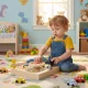 Ecotoys Wooden Sensory Educational Board with LED, Car Theme, 14 Elements