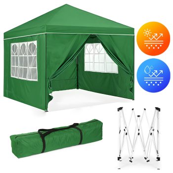 Pop-Up Garden Gazebo Tent MultiGarden 3x3m with 4 Side Walls, green