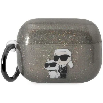 Karl Lagerfeld AirPods Pro 2 Case KLAP2HNKCTGK Black Glitter NFT Karl&Choupette