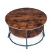 ModernHome Round Industrial Coffee Table with Shelf for Living Room
