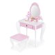 ECOTOYS Wooden Kids Vanity Table Set with Mirror, Stool and 7 Accessories