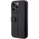 BMW Leather Stamp Blue Lines Bookcase for iPhone 14 Pro, Black