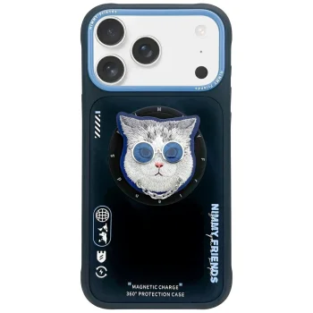 Nimmy Glasses Cool Cat MagSafe Case for iPhone 17 Pro Max, Black/Blue
