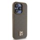 DKNY iPhone 15 Pro Max Case Leather Monogram Metal Logo MagSafe, Brown