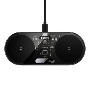 Baseus Digital LED Display dual wireless charger with digital display 20W black (WXSX010101)
