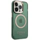 Guess Gold Outline Translucent MagSafe Case for iPhone 14 Pro Green