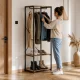 ModernHome Freestanding Clothes Rack with Shelves, Light Oak
