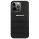 AMG Debossed Lines iPhone 14 Pro Genuine Leather Case, Black