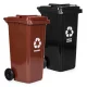 Set of 2 Waste Bins (2x 240L), Black and Brown