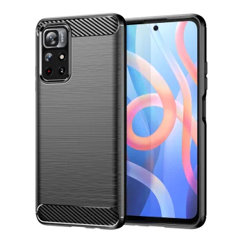 Carbon Case Flexible Cover for Xiaomi Redmi Note 11, Black