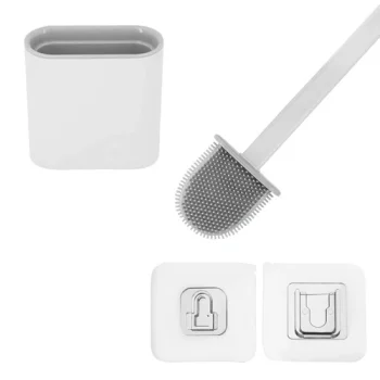 Ruhhy Slim Silicone Toilet Brush Set White/Gray