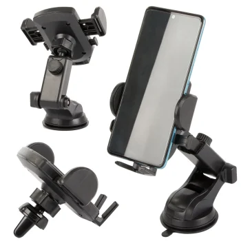 Universal Car Phone Mount for Windshield & Dashboard Black