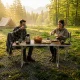 MultiGarden Folding Camping Table 120x60 cm with 2 Shelves, Brown