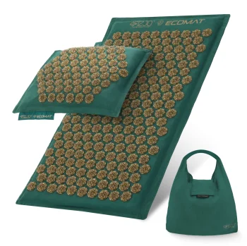 4FIZJO ECO Acupressure Mat with Pillow and Bag, Green/Gold