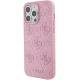 Guess iPhone 15 Pro Max Case Leather 4G Stamped, Pink