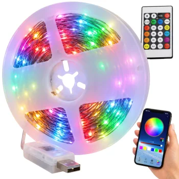 Waterproof RGB LED Strip IP65, USB, Bluetooth, 10m, with Remote