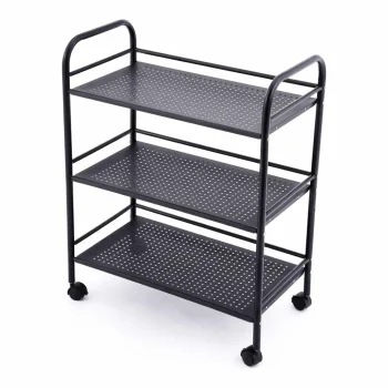 Rolling Storage Cart Table on Wheels 50x30x75 cm, Black