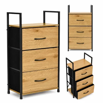 Storage Cabinet with 3 Fabric Drawers ModernHome, 59 x 24 x 81 cm