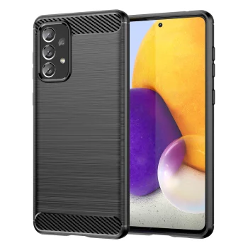 Carbon Case Flexible TPU Cover for Samsung Galaxy A73, Black