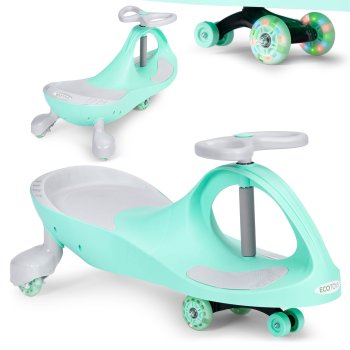 ECOTOYS Gravity Wiggle Car Ride-On Toy for Kids with LED Wheels, Green