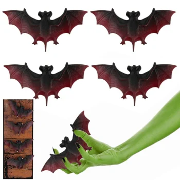 Halloween Bat Decoration, Set of 4, Brown-Black