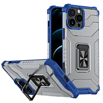 Crystal Ring Case Kickstand Tough Rugged Cover for iPhone 13 Pro Blue