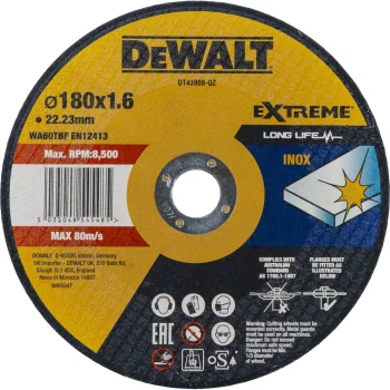 DeWalt DT43908-QZ INOX Cutting Disc 180 x 1.6 x 22.23 mm for Metal