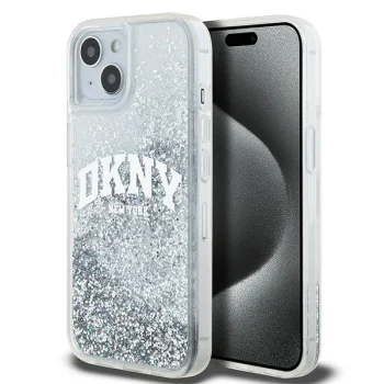 DKNY iPhone 15 / 14 / 13 Case Liquid Glitter Big Logo, White
