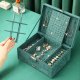 Velvet Jewelry Box Organizer with Drawer, Green