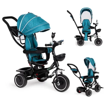 Ecotoys JM-066-9 Tricycle with Swivel Seat, Blue/Green