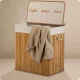 Massido Bamboo Laundry Basket with Lid, 3 Compartments, 150 L