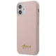 Guess iPhone 12 mini Case Silicone Script Gold Logo, Light Pink