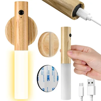 LED Wall Lamp with Motion Sensor and Magnetic Mount, Light Brown