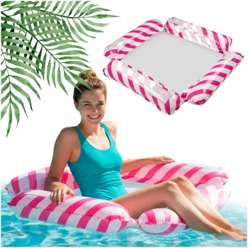 Pink Inflatable Water Hammock / Pool Float with Mesh, 100x100 cm