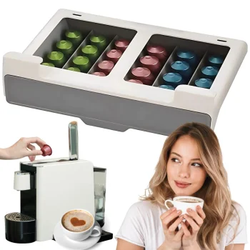 Hanging Nespresso Coffee Capsule Organizer, 30 Capsules, Pull-out, White/Grey