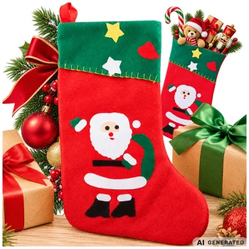 Christmas Stocking for Gifts, Felt, 40x27x18 cm, Red