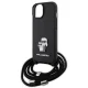 Karl Lagerfeld iPhone 15 Case Crossbody Saffiano Metal Pin, Black