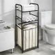 Narrow Laundry Basket with 2 Shelves 54L, Black Frame, Beige