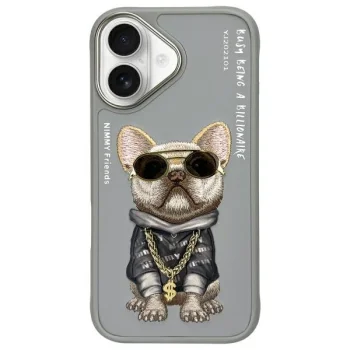 Nimmy Glasses Cool Dog Case for iPhone 16, Gray