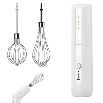 Cordless Electric Hand Mixer USB Rechargeable Whisk for Eggs and Cream, White