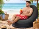 Inflatable Chair with Ottoman and Pump, Comfortable Blow Up Lounge for Home or Patio, black