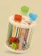 Bakalu Montessori Wooden Sensory Cube Sorter with Elastic Bands and 6 Blocks