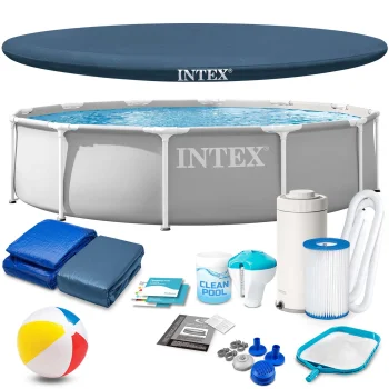 Intex 26712 Garden Frame Pool 366 x 76 cm 16-in-1 Set with Pump, Grey