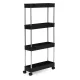 Modernhome PJJKT0104 Plastic Bathroom Shelf with 4 Tiers and Wheels, Black