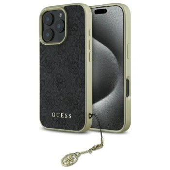 Guess iPhone 16 Pro Max Case 4G Charms Collection, Black