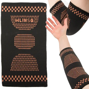 Elastic Elbow Compression Sleeve Brace for Support and Pain Relief, Black-Orange