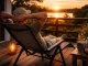Folding Camping Lounge Chair Adjustable Garden Beach Recliner, Black White Plaid