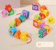Montessori Wooden Lacing Beads and Number Blocks Toy 37 pcs